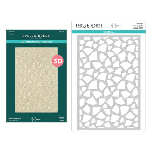 Born to Sparkle 3D Embossing Folder and Stencil Bundle from the Bougie Birthday Collection by Nina Boettcher