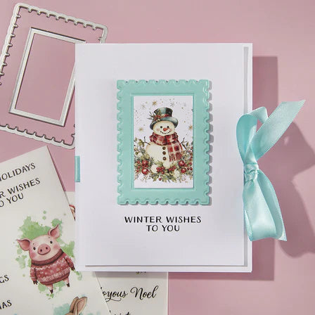 Postage Stamps 3D Emboss & Cut Folder from the Holiday Magic Collection
