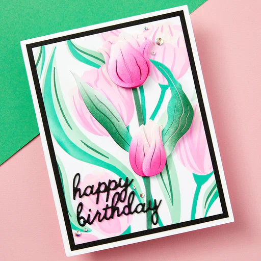 Twirling Tulips 3D Embossing Folder and Stencil Bundle from the Tulip Garden Collection by Simon Hurley