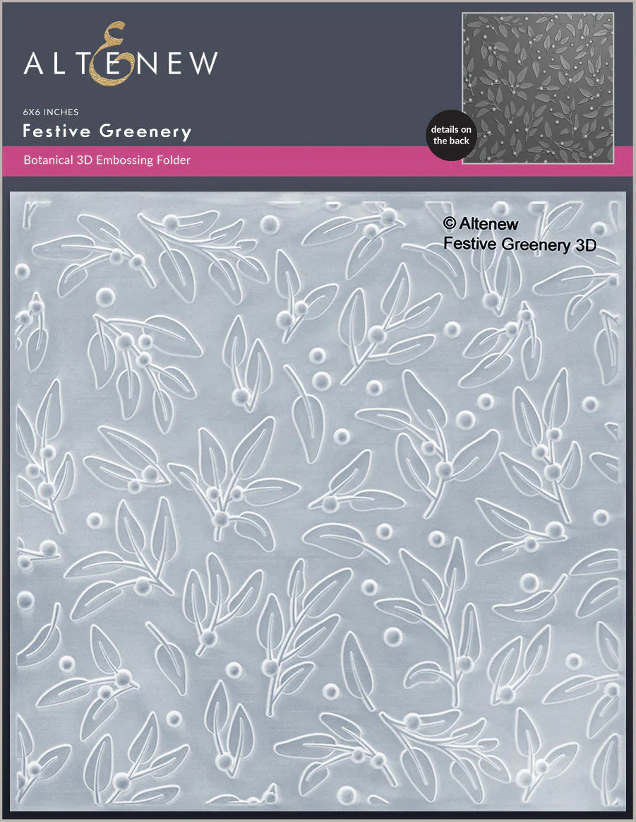 Festive Greenery 3D Embossing Folder